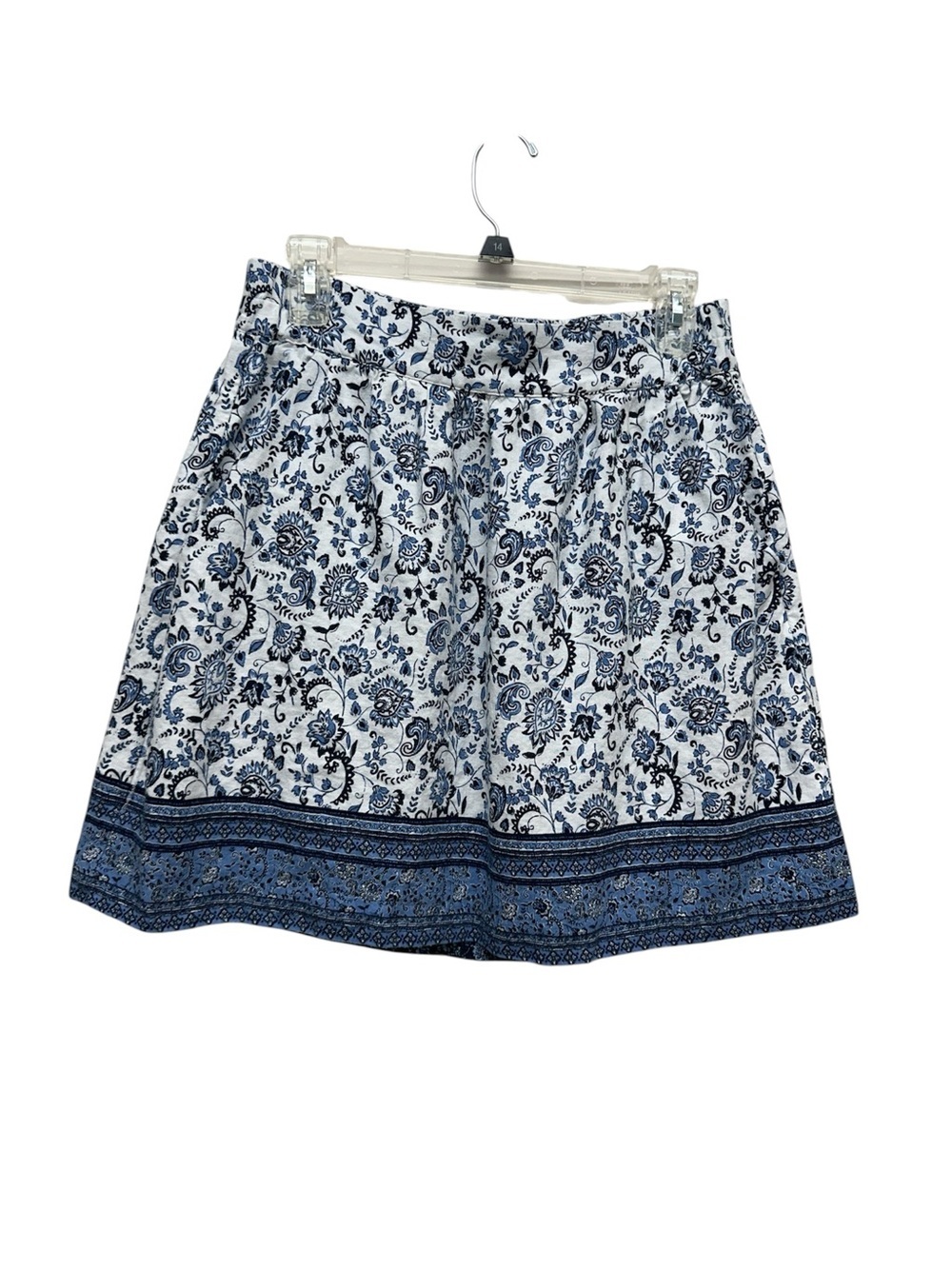 Loft Outlet Blue Floral Linen Blend Mini Skirt Boho Cottagecore Sz XS Bloomcore